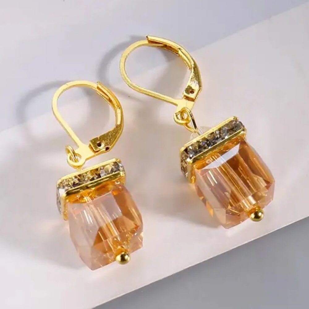 CZ Crystals & Swarovski Bead Drop Boho Vintage Vibe Earrings NEW
